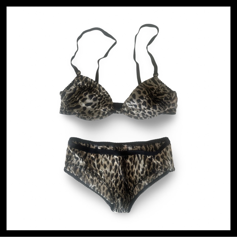 ROBERTO CAVALLI Leopard Print MeshBra and Panty Set